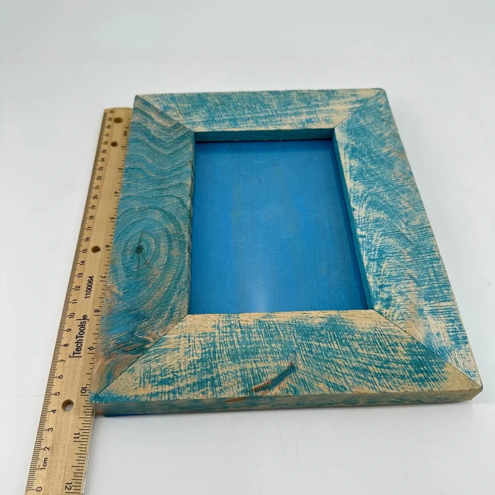 Rustic‎ Distressed Teal Blue Wood Picture Frame 5x7 Tabletop Wall Mount Coastal